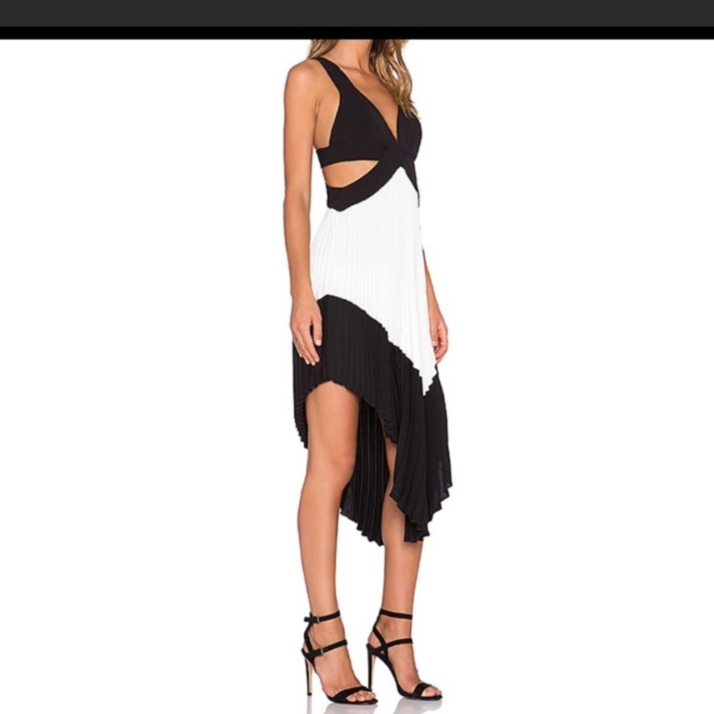 Lovers+ Friends Stark Pleated Dress black/white